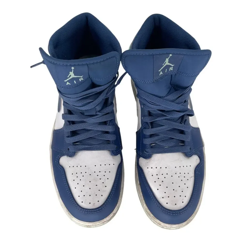 Nike Air Jordan 1 Mid Blue Mint Mystic Navy White 554724-413 Men’s Sz 10 - Picture 4 of 9